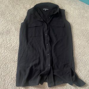 Adriana Papell S Women’s Sleeveless button up black blouse